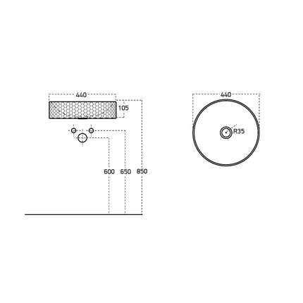 DutchLine - Keramische Waskom Rond - Glans Wit - 430x105mm