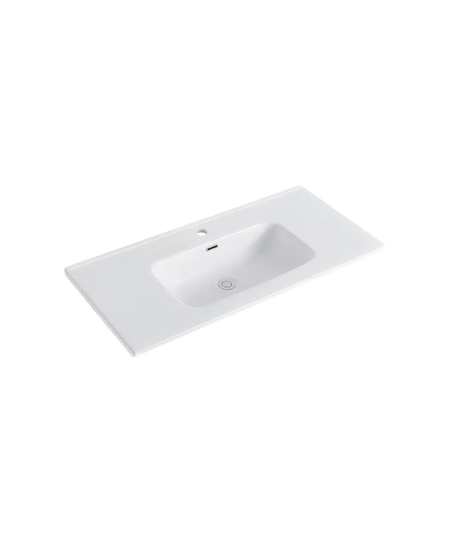 DutchLine - Keramische Wastafel OVI 100CM - Glans wit - 1 Kraangat