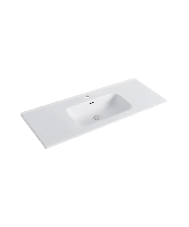 DutchLine - Keramische Wastafel OVI 120CM - Glans wit - 1 Kraangat