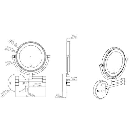 DutchLine - Make-Up LED Spiegel, 5x zoom – Geborsteld koper