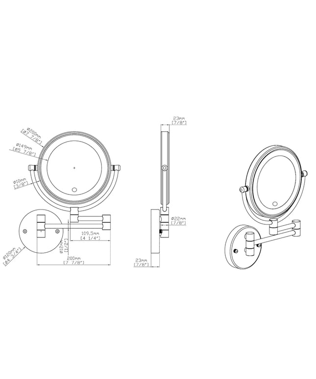 DutchLine - Make-Up LED Spiegel, 5x zoom – Geborsteld koper