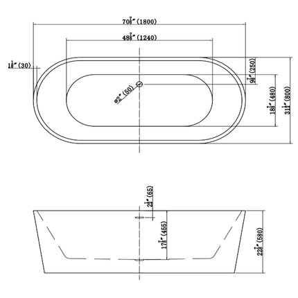 DutchLine Murano Vrijstaand Bad - Mat Wit - 1800x800x580