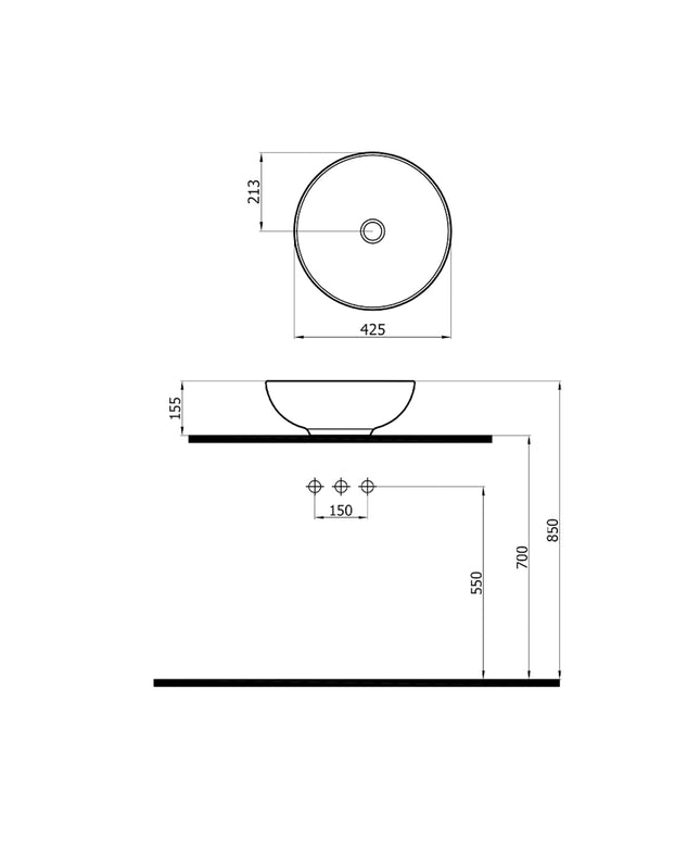 DutchLine - New ART Waskom - Glans Wit - 425x115mm