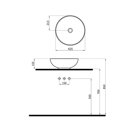 DutchLine - New ART Waskom - Mat Wit - 425x115mm