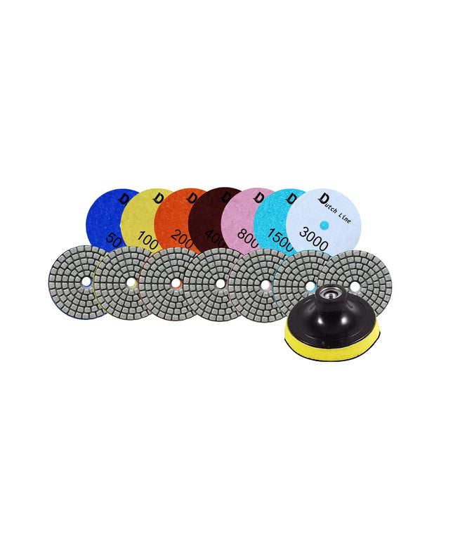 DutchLine - PolijstPadset 8-Delig 100MM - Inclusief M14 bodemplaat