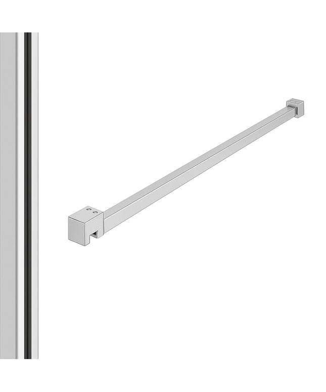 DutchLine - Profielset voor Slim Glasplaten - Muurprofiel 200cm - Stabilisatiestang 120cm – Chroom