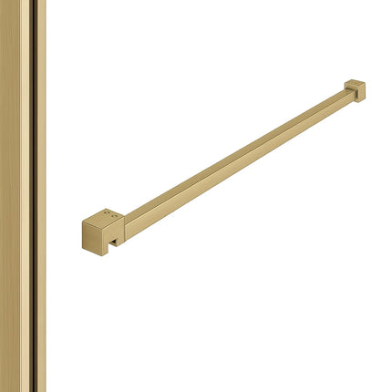 DutchLine - Profielset voor Slim Glasplaten - Muurprofiel 200cm - Stabilisatiestang 120cm – Geborsteld messing Goud