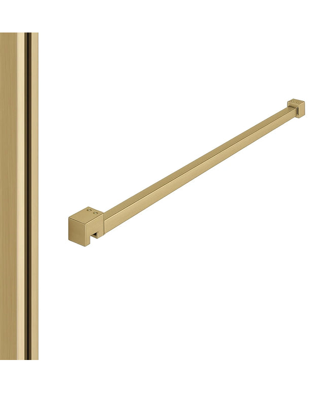 DutchLine - Profielset voor Slim Glasplaten - Muurprofiel 200cm - Stabilisatiestang 120cm – Geborsteld messing Goud