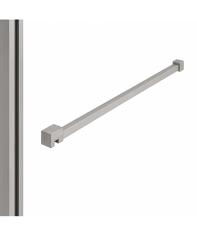 DutchLine - Profielset voor Slim Glasplaten - Muurprofiel 200cm - Stabilisatiestang 120cm – Geborsteld staal