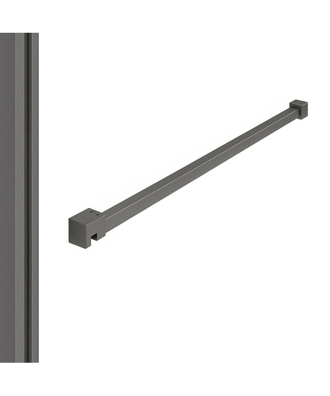 DutchLine - Profielset voor Slim Glasplaten - Muurprofiel 200cm - Stabilisatiestang 120cm – Gunmetal