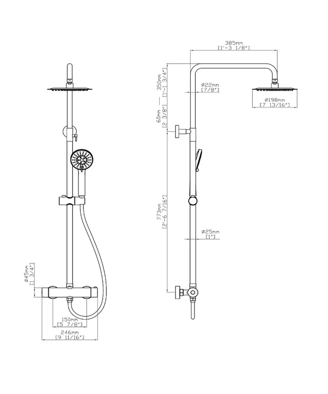 DutchLine - Thermostatische Doucheset P-200 - Mat Zwart