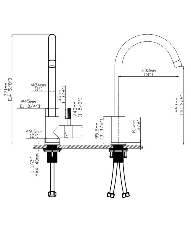 DutchLine Keukenkraan Mat Zwart Round S-Grip