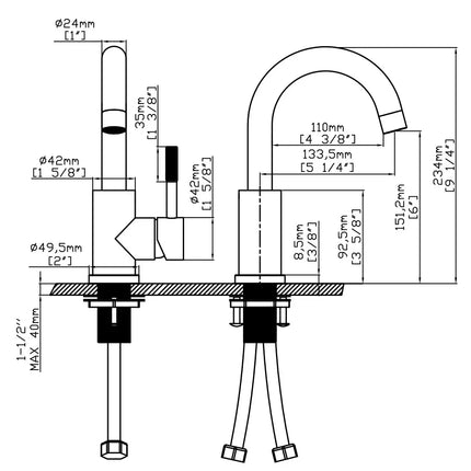 DutchLine - Round S-Grip Wastafelkraan – Geborsteld staal