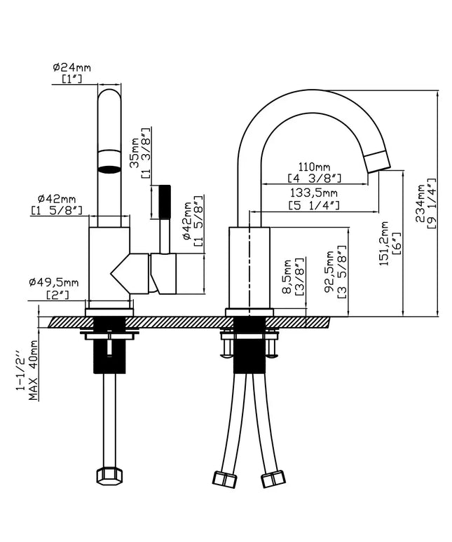 DutchLine - Round S-Grip Wastafelkraan – Geborsteld staal
