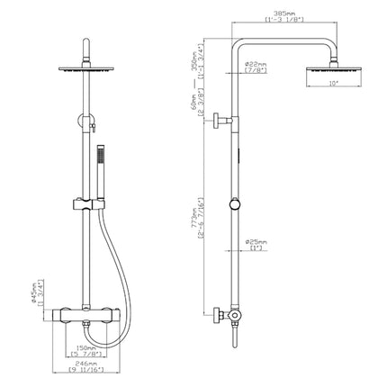DutchLine - Thermostatische Doucheset Grip-250 - Mat Zwart