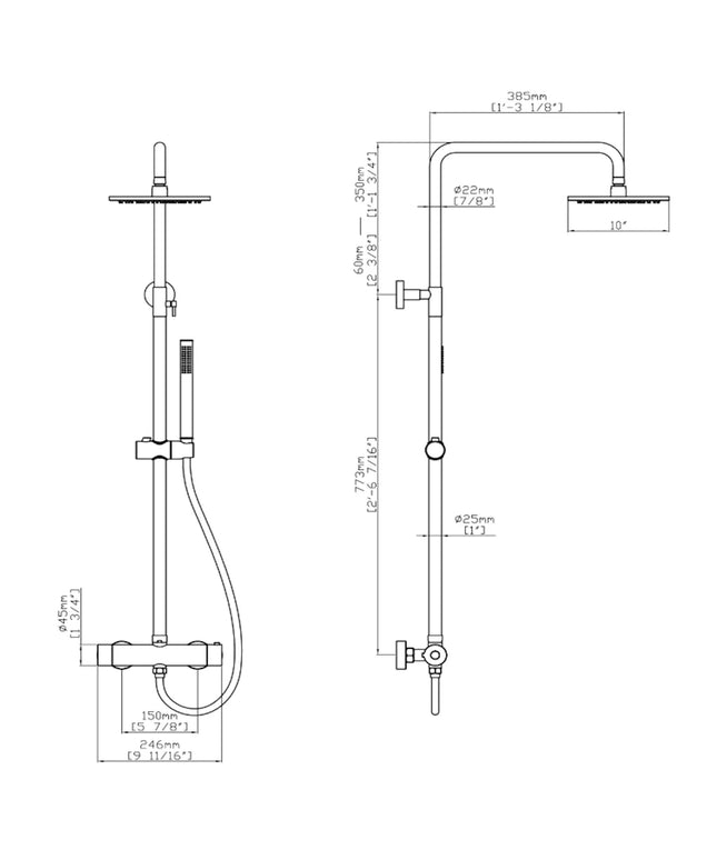 DutchLine - Thermostatische Doucheset Grip-250 - Mat Zwart