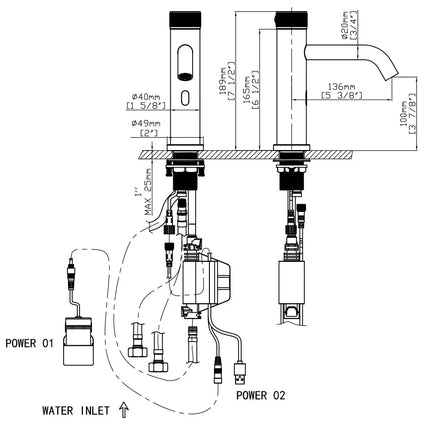 DutchLine - Sensorkraan Koud + Warm - Met Batterij of Stekker – Chroom