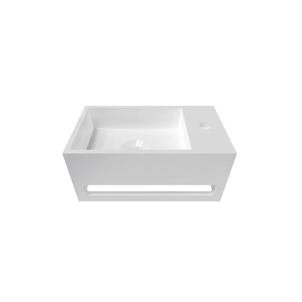 DutchLine - Solid.Surface Fontein Met Handdoekrek - Mat Wit Rechts - 356x203x159mm