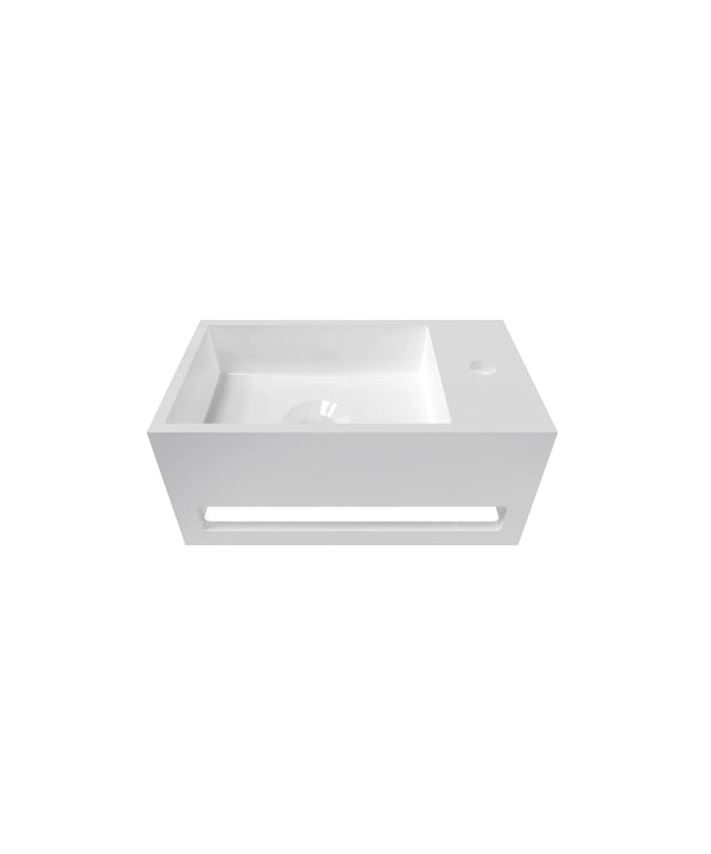 DutchLine - Solid.Surface Fontein Met Handdoekrek - Glans Wit Rechts - 356x203x159mm