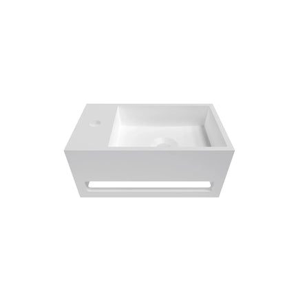 DutchLine - Solid.Surface Fontein Met Handdoekrek - Mat Wit Links - 356x203x159mm
