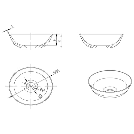 DutchLine - Solid.Surface Kom - Mat Wit - 220x80mm