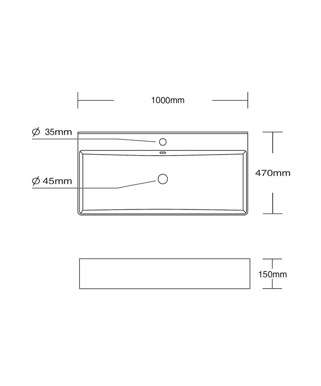 DutchLine - Tight Wastafel 100 - Glans Wit - 1 Kraangat