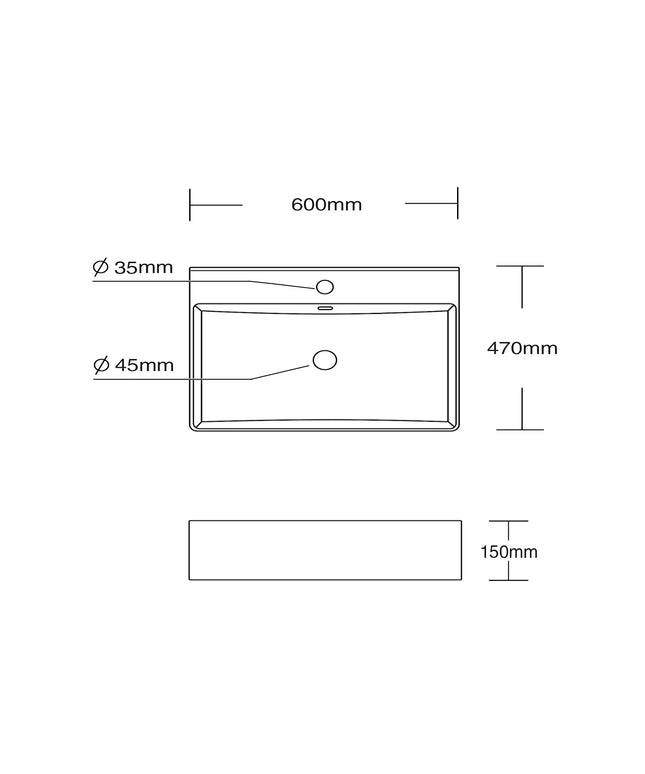 DutchLine - Tight Wastafel 60 - Glans Wit - 1 Kraangat