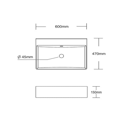 DutchLine - Tight Wastafel 60 - Glans Wit - Zonder Kraangat