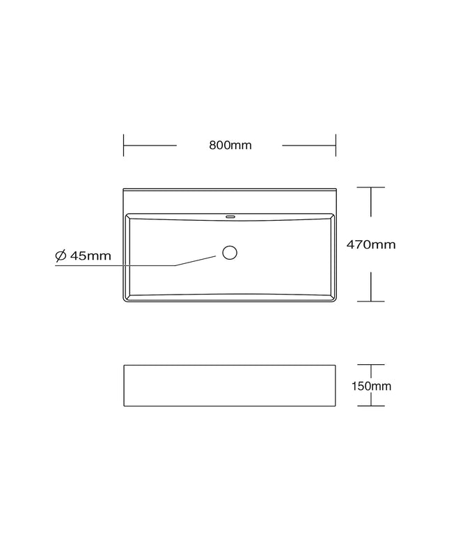 DutchLine - Tight Wastafel 80 - Glans Wit - Zonder Kraangat