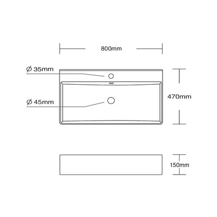 DutchLine - Tight Wastafel 80 - Glans Wit - 1 Kraangat
