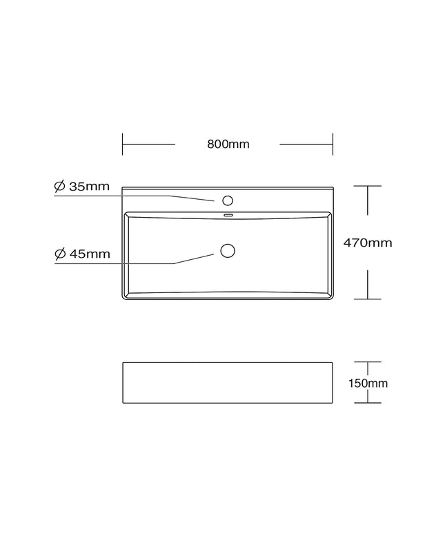 DutchLine - Tight Wastafel 80 - Glans Wit - 1 Kraangat