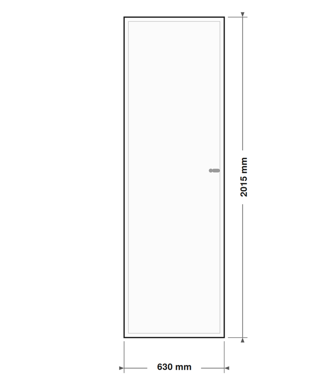 DutchLine Volpaneeldeur (massief MDF) - lijntekening 63 x 201,5 cm (zonder tekst)