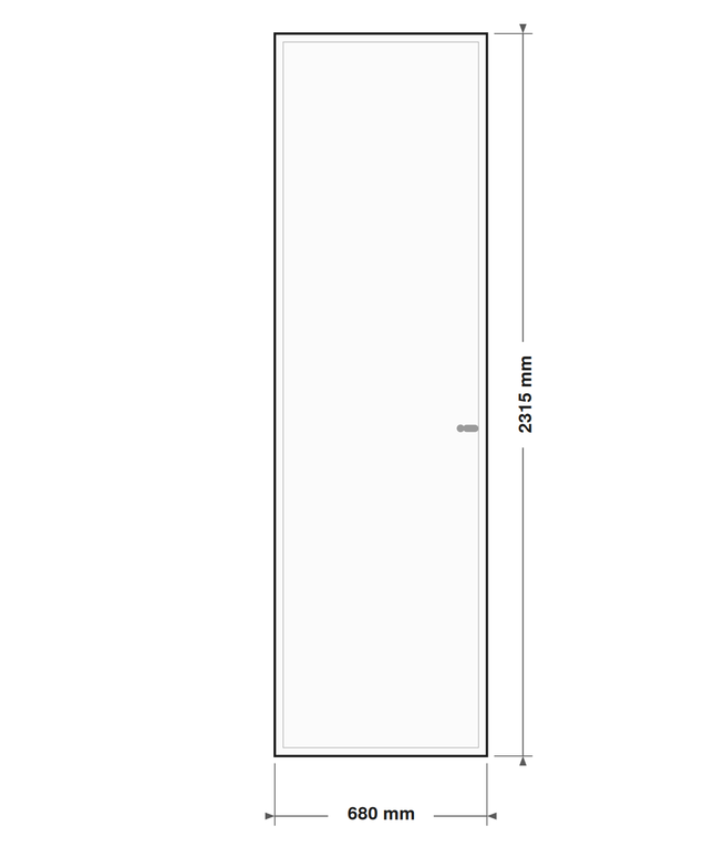 DutchLine Volpaneeldeur (massief MDF) - lijntekening 68 x 231,5 cm (zonder tekst)