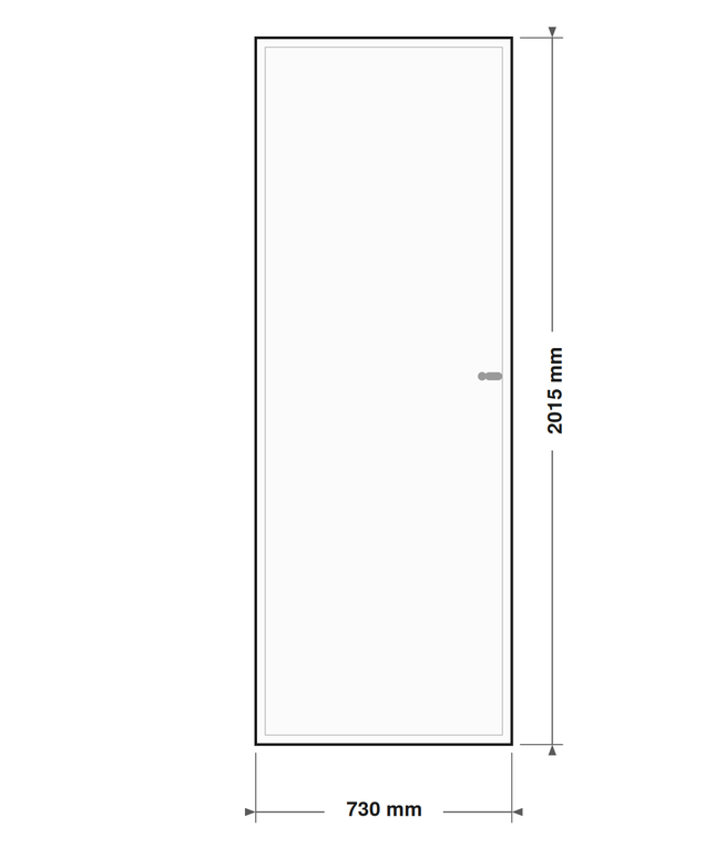 DutchLine Volpaneeldeur (massief MDF) - lijntekening 73 x 201,5 cm (zonder tekst)