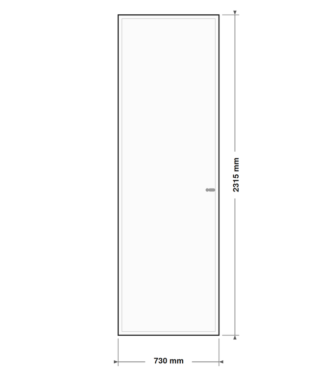DutchLine Volpaneeldeur (massief MDF) - lijntekening 73 x 231,5 cm (zonder tekst)