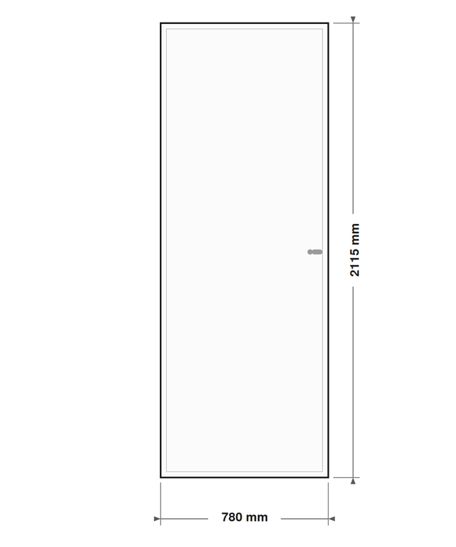 DutchLine Volpaneeldeur (massief MDF) - lijntekening 78 x 211,5 cm (zonder tekst)
