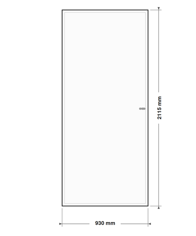 DutchLine Volpaneeldeur (massief MDF) - lijntekening 93 x 211,5 cm (zonder tekst)