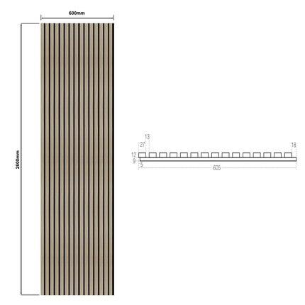 DutchLine - Wandpaneel Akoestisch met echt houtfineer - Invisble - 600*2600mm
