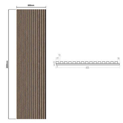 DutchLine - Wandpaneel Akoestisch met echt houtfineer - Muson - 600*2600mm