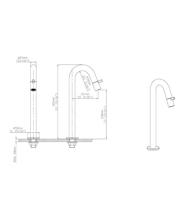 DutchLine - Round XL Fonteinkraan 300mm – Mat zwart