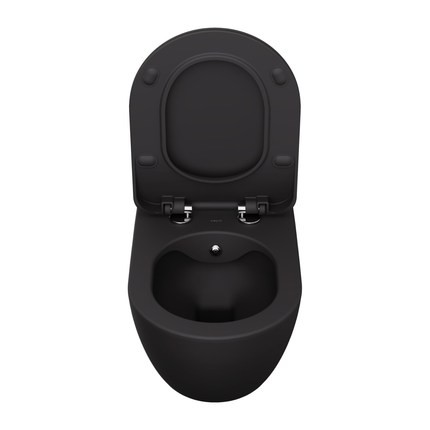 Creavit Rimoff hangtoilet / ophang WC met RVS sproeier (bidet) – mat antraciet – enkel koud water