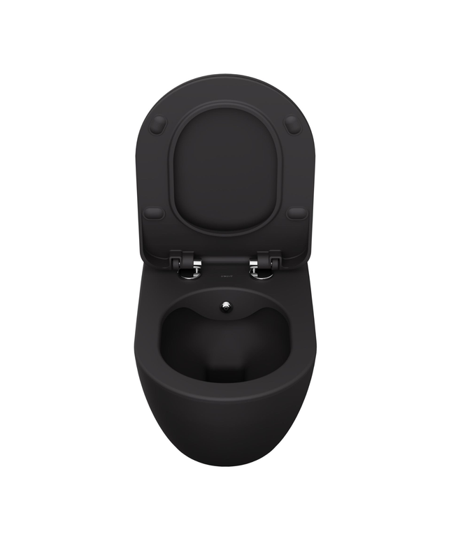 Creavit Rimoff hangtoilet / ophang WC met RVS sproeier (bidet) – mat antraciet – enkel koud water