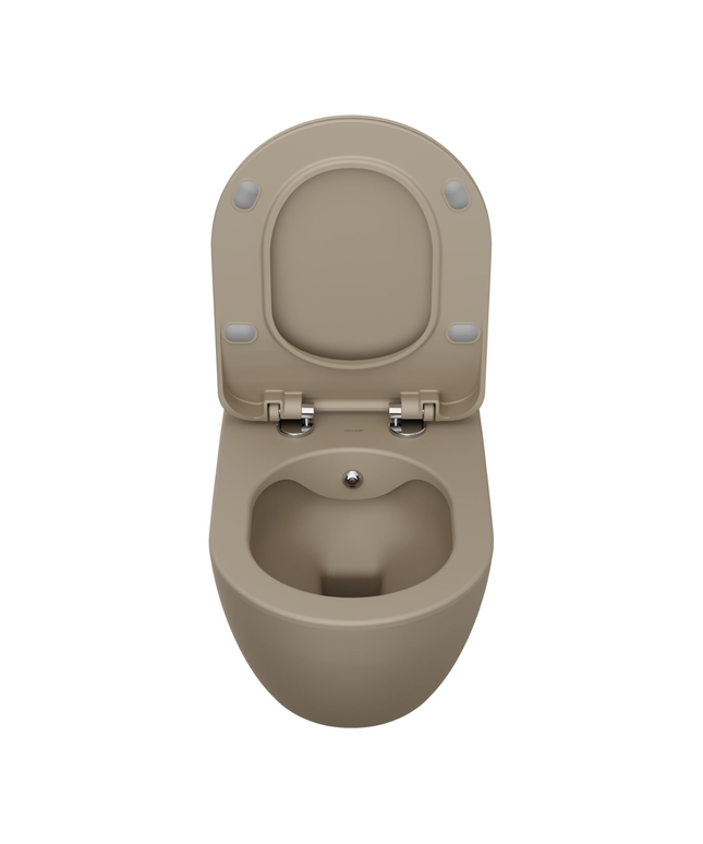 Creavit Rimoff hangtoilet / ophang WC met RVS sproeier (bidet) – mat cappuccino – enkel koud water