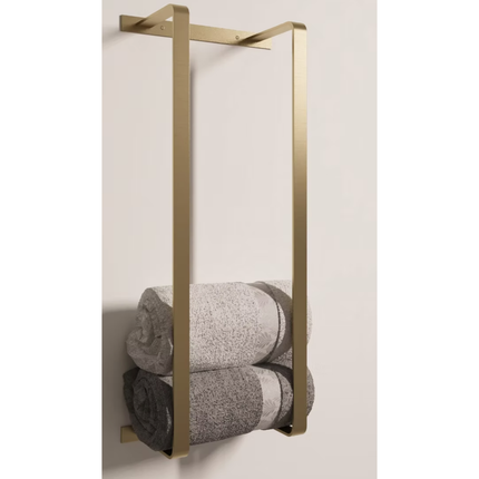 Aloni handdoekrek – verticaal – 67x28x14 cm – geborsteld goud – roestvrij staal