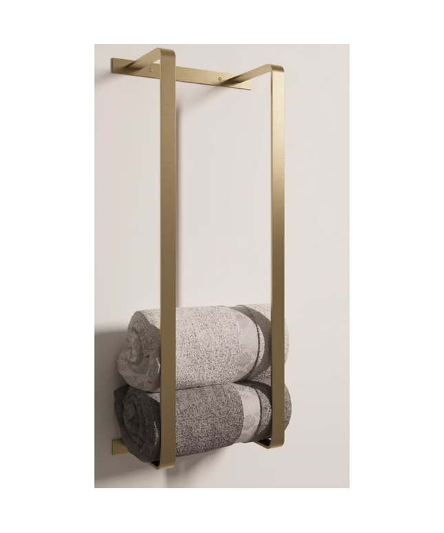 Aloni handdoekrek – verticaal – 67x28x14 cm – geborsteld goud – roestvrij staal