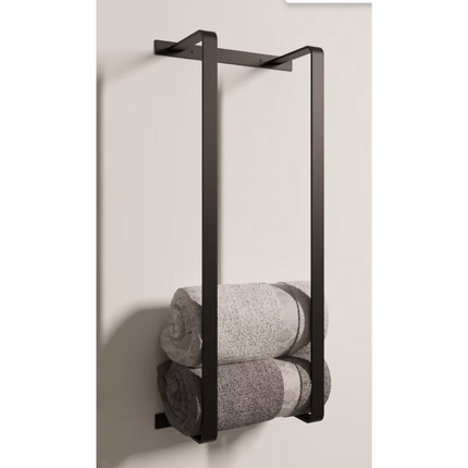 Aloni handdoekrek – verticaal – 67x28x14 cm – mat zwart – roestvrij staal