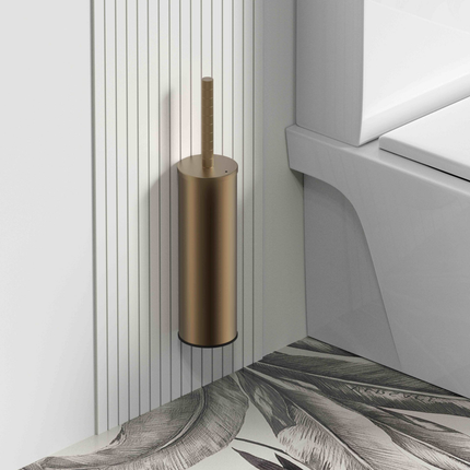 Aloni Stria toiletborstel met houder – bruin brons (PVD) – hangend & vrijstaand – met kunststof binnenpot