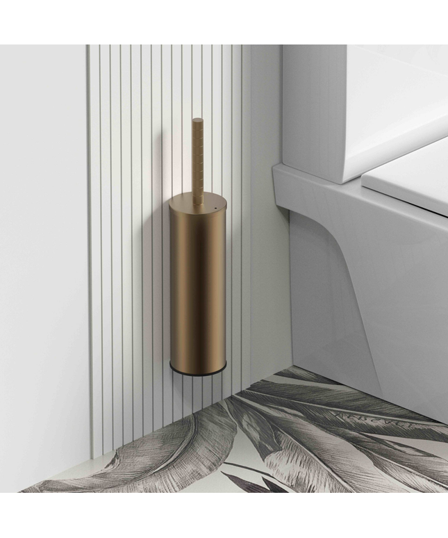 Aloni Stria toiletborstel met houder – bruin brons (PVD) – hangend & vrijstaand – met kunststof binnenpot