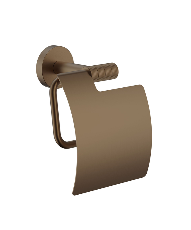 Aloni Stria toiletrolhouder met klep – bruin brons (PVD)