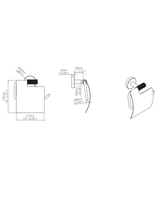 Aloni Stria toiletrolhouder met klep – bruin brons (PVD)